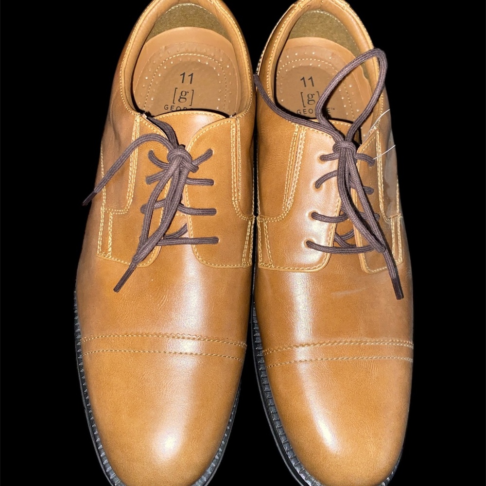 George Men's Branford Casual Dress Oxfords Brown Cap Toe Lace Up Size 11